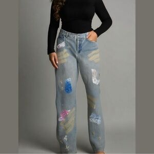 2/$30 Newport News Cotton Retro Vintage 90’s Y2K Straight Leg Sequin Denim Jeans